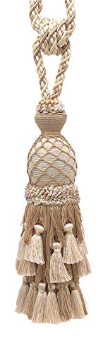 DÉCOPRO Lavish Large Curtain & Drapery, Hand Crafted Tassel Tieback, Tassel Length 11" (27.5cm), 34" (86cm) # TBIL1, Nautical Gold #1152 (Light Gold, Yellow Gold, Navy Blue) Set of 4
