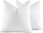 MIULEE 22x22 Pillow Inserts,Set of 2 Down Feather Throw Pillows for Couch Sofa Bed, Decorative Fluffy Throw Pillow Inserts Cotton Fabric,White