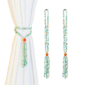 Magnetic Curtain Tiebacks,2 Pack Colorful Agate Tassel Curtain Drapery Holdbacks, Boho Curtain Ties for Home Office Decorative (Indian Agate)