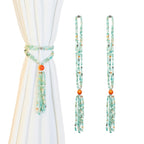 Magnetic Curtain Tiebacks,2 Pack Colorful Agate Tassel Curtain Drapery Holdbacks, Boho Curtain Ties for Home Office Decorative (Indian Agate)