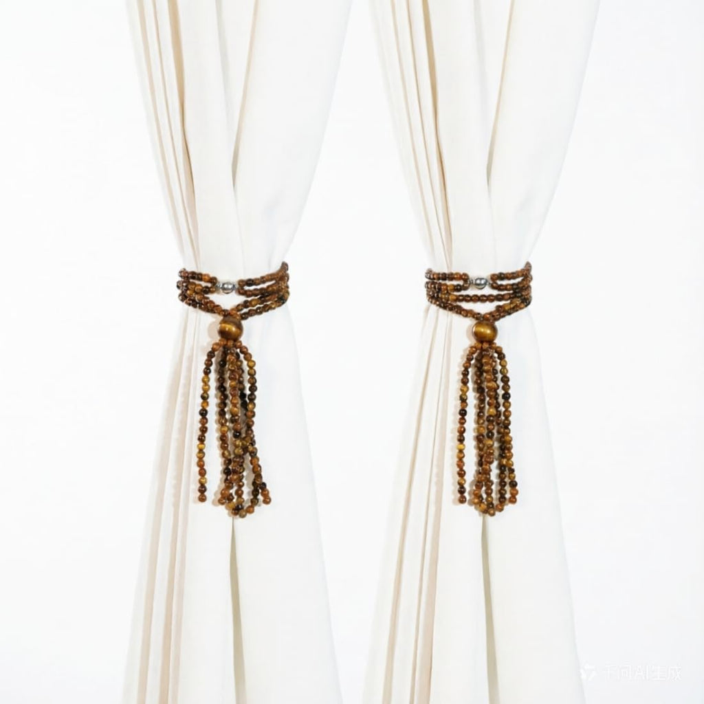 Magnetic Curtain Tiebacks,2 Pack Colorful Agate Tassel Curtain Drapery Holdbacks, Boho Curtain Ties for Home Office Decorative (Indian Agate)