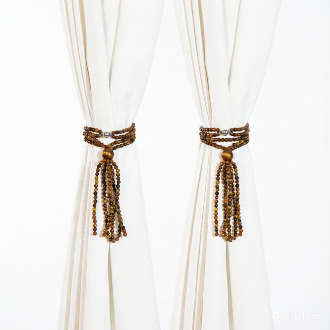 Magnetic Curtain Tiebacks,2 Pack Colorful Agate Tassel Curtain Drapery Holdbacks, Boho Curtain Ties for Home Office Decorative (Indian Agate)