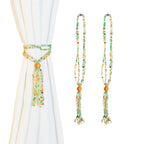 Magnetic Curtain Tiebacks,2 Pack Colorful Agate Tassel Curtain Drapery Holdbacks, Boho Curtain Ties for Home Office Decorative (Indian Agate)