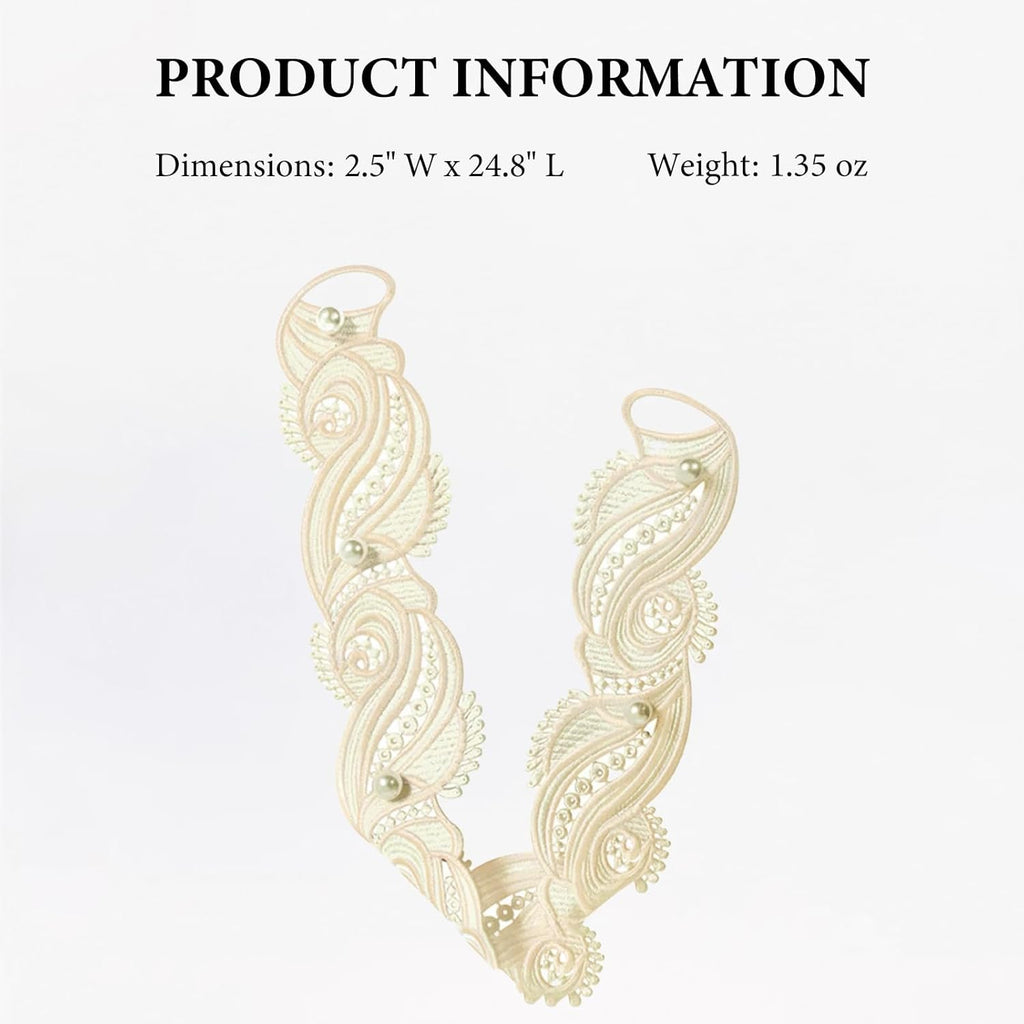 2 Pcs Lace Curtain Tiebacks, Handcrafted Embroidered Curtain Holdbacks for Elegant Home Decor, Romantic French Style Curtain Holders for Living Room or Bedroom (Champagne)