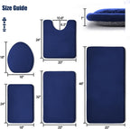 YIHOUSE Bathroom Rug Set 5 Piece, Memory Foam Bath Mat Set, Super Absorbent Bath Mats for Floor - Non-Slip & Washable Bathroom Rugs - Dry Quickly Bath Rugs, Dark Blue