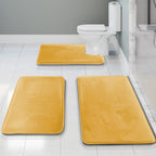 Clara Clark 3 Piece Bathroom Rugs Bath Mat Set, Velvet Memory Foam Bath Mats for Bathroom - Non-Slip, PVC Backing Bath Rugs, Washable - Dries Quickly, Grey