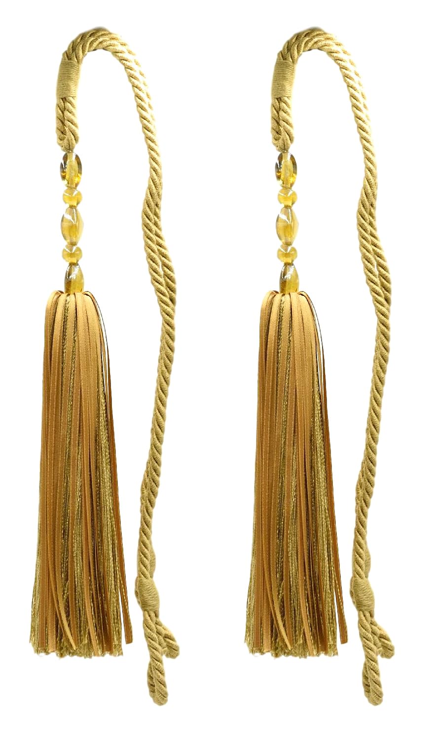DÉCOPRO Contemporary Small Beaded Tassel Tieback with elaborately Handcrafted Seed Bead Design Tassel Length 7 1/2" (19cm) 27" Spread (68.5cm) # TBC075 Tan Beige #814 (Light Tan Beige) Pack of 4
