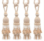 DÉCOPRO Lavish Large Curtain & Drapery, Hand Crafted Tassel Tieback, Tassel Length 11" (27.5cm), 34" (86cm) # TBIL1, Nautical Gold #1152 (Light Gold, Yellow Gold, Navy Blue) Set of 4