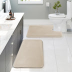Clara Clark 3 Piece Bathroom Rugs Bath Mat Set, Velvet Memory Foam Bath Mats for Bathroom - Non-Slip, PVC Backing Bath Rugs, Washable - Dries Quickly, Grey