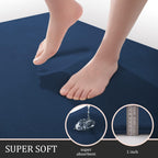 YIHOUSE Bathroom Rug Set 5 Piece, Memory Foam Bath Mat Set, Super Absorbent Bath Mats for Floor - Non-Slip & Washable Bathroom Rugs - Dry Quickly Bath Rugs, Dark Blue