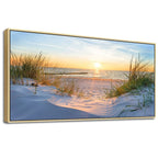 MHARTK66 Wall Decor for Living Room Large Canvas Wall Art for Bedroom Modern Office Pictures Blue Sun Beach Grass Ocean Landscape Paintings Canvas Art Prints Home Decorations