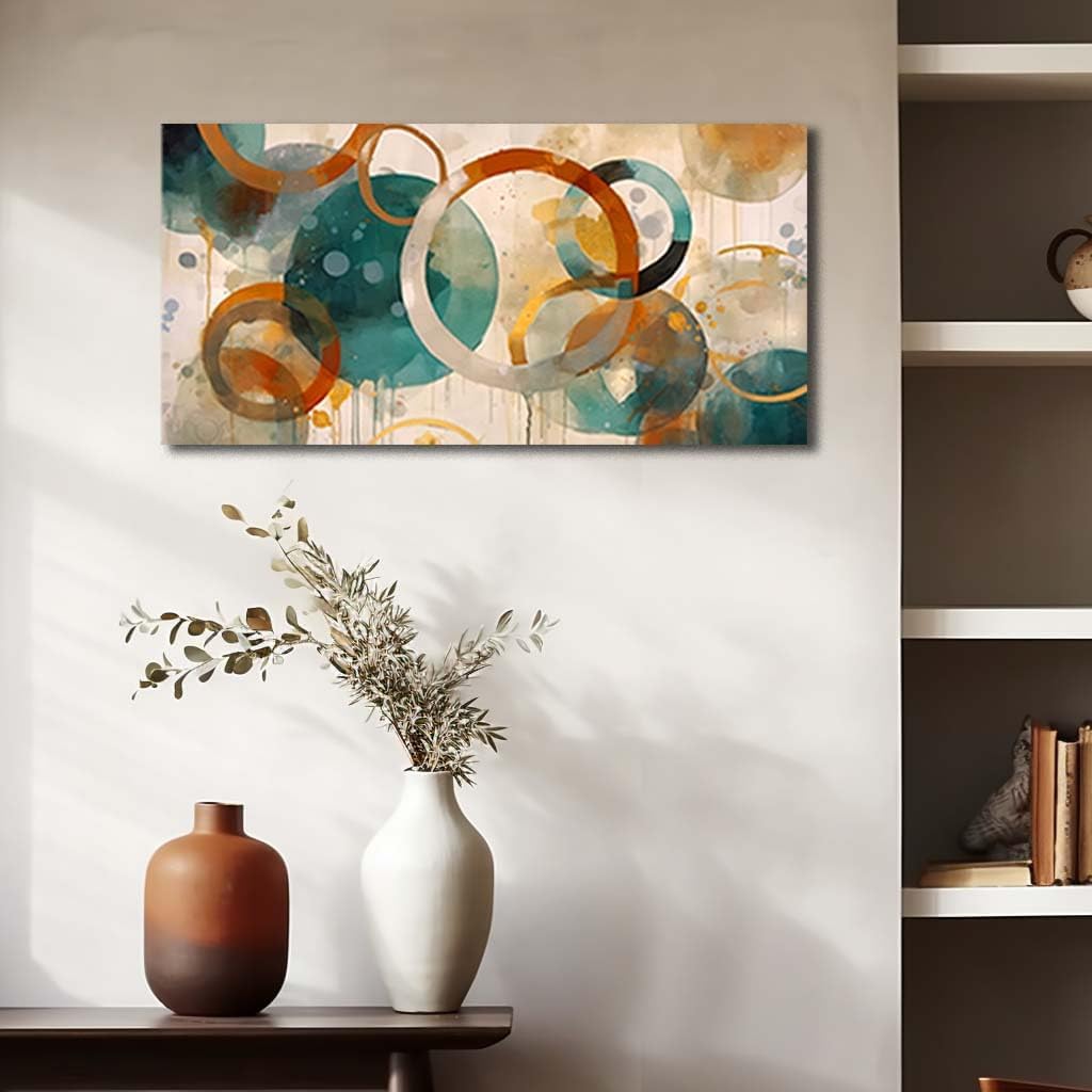 CANEITO Abstract Wall Art for Living Room, Circle Canvas Wall-Decor for Bedroom, Geometric Print Artwork, Size 40 x 20 Inches