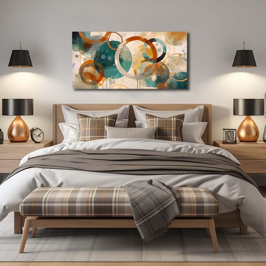 CANEITO Abstract Wall Art for Living Room, Circle Canvas Wall-Decor for Bedroom, Geometric Print Artwork, Size 40 x 20 Inches