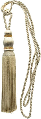 DÉCOPRO Contemporary Small Beaded Tassel Tieback with elaborately Handcrafted Seed Bead Design Tassel Length 7 1/2" (19cm) 27" Spread (68.5cm) # TBC075 Tan Beige #814 (Light Tan Beige) Pack of 4