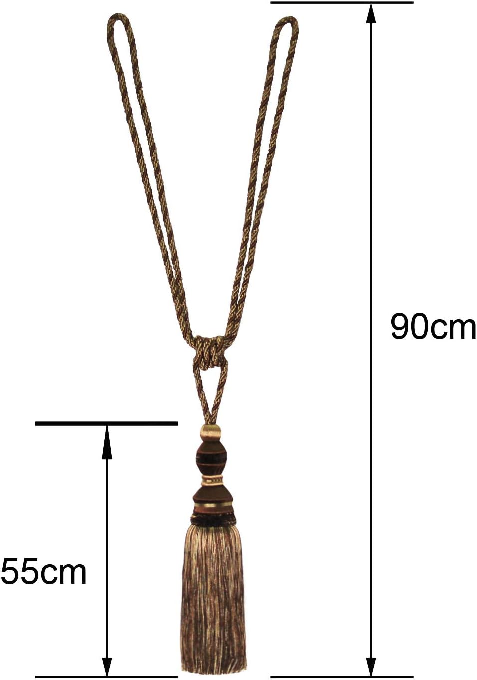 2Pcs Curtain Tiebacks Tassel Tie-Backs, Elegant Curtain Tie Backs Holdbacks for Decor-Light Coffee
