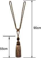 2Pcs Curtain Tiebacks Tassel Tie-Backs, Elegant Curtain Tie Backs Holdbacks for Decor-Light Coffee