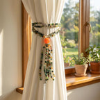 Magnetic Curtain Tiebacks,2 Pack Colorful Agate Tassel Curtain Drapery Holdbacks, Boho Curtain Ties for Home Office Decorative (Indian Agate)