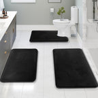 Clara Clark 3 Piece Bathroom Rugs Bath Mat Set, Velvet Memory Foam Bath Mats for Bathroom - Non-Slip, PVC Backing Bath Rugs, Washable - Dries Quickly, Grey