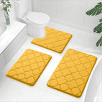 OLANLY Memory Foam Bath Mat Set of 3 Piece, Bathroom Rugs and Toilet Rug U-Shaped, Ultra Soft and Absorbent, Comfortable, Non-Slip, Machine Washable, Shower and Home Decor Accessories, Peacock Blue