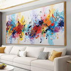 Suconvng Colorful Canvas Art Wall Decor Painting Picture Modern Boho Abstract Wall Art Prints Landscape Picture For Bedroom Bathroom Office Black Home Aesthetic Wall Decor 20" × 40" Ready To Hang