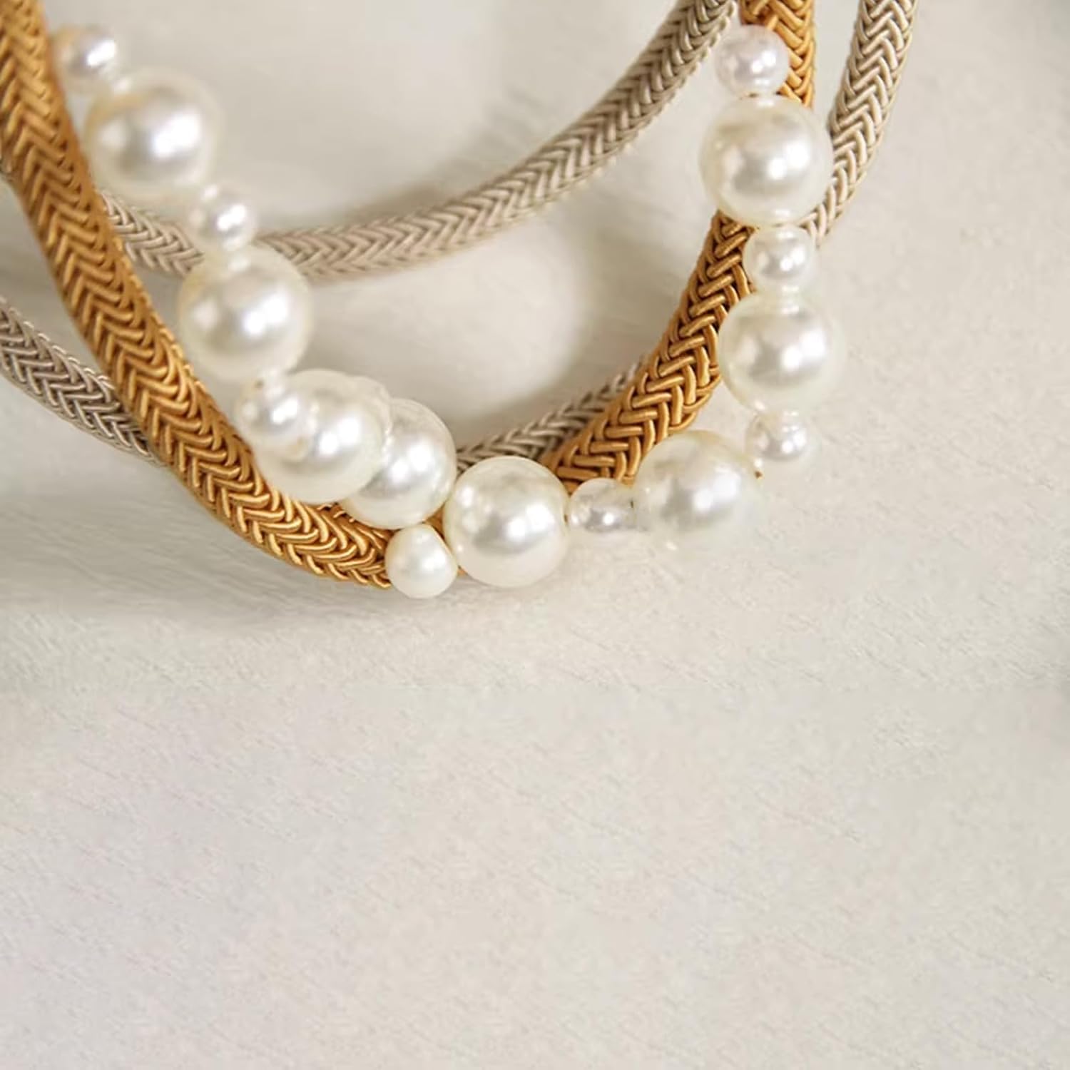 2Pcs Yellow Pearl Braided Curtain Tiebacks 31.5 Inch