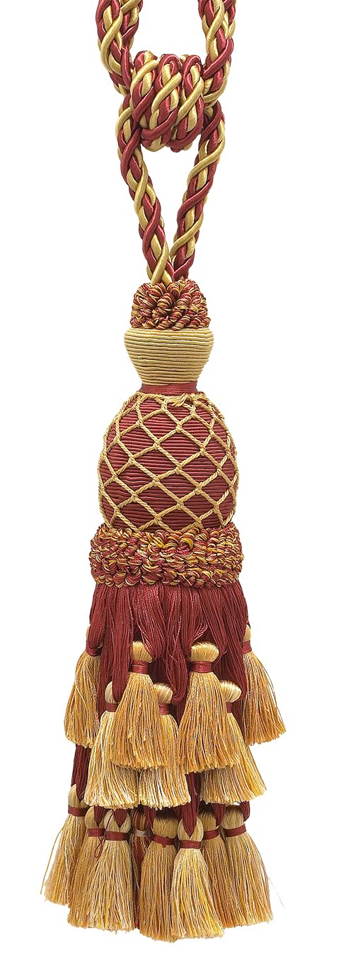 DÉCOPRO Lavish Large Curtain & Drapery, Hand Crafted Tassel Tieback, Tassel Length 11" (27.5cm), 34" (86cm) # TBIL1, Nautical Gold #1152 (Light Gold, Yellow Gold, Navy Blue) Set of 4