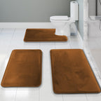 Clara Clark 3 Piece Bathroom Rugs Bath Mat Set, Velvet Memory Foam Bath Mats for Bathroom - Non-Slip, PVC Backing Bath Rugs, Washable - Dries Quickly, Grey