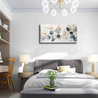 Large Living Eucalyptus Leaf Canvas Wall Art Teal White Botanical Abstract Decor painting Pictures Modern Nordic Plant Flowers Posters Prints for Bathroom Bedroom Office Hallway Home Decoration