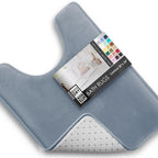Clara Clark 3 Piece Bathroom Rugs Bath Mat Set, Velvet Memory Foam Bath Mats for Bathroom - Non-Slip, PVC Backing Bath Rugs, Washable - Dries Quickly, Grey
