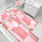 XLHOMO Orange Memory Foam Bathroom Rug Sets 5 Piece, Absorbent Non-Slip Bath Mat with Toilet Lid Cover for Bathroom, Extra Thick Water Absorbent Orange Bath Rugs for Tub, Toilet and Floor