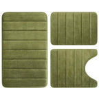 Black Memory Foam Bath Rug 3 Piece Set, Soft Absorbent Non-Slip & Washable