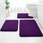 HOMEIDEAS Upgraded Bathroom Rugs Set 3 Piece, Extra Thick Absorbent Soft Memory Foam, Washable Toilet Bath Mat (Grey,17"x24"+20"x32"+U Shape 20"x24")