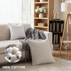 26x26 Pillow Covers Set of 2 Khaki Euro Shams Boho Decorative Throw Pillow Covers Cotton Large Square Pillowcase for Couch Bed