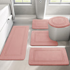 YIHOUSE Memory Foam Bath Mat Set, Bathroom Rugs Sets 3 Pieces, Non Slip Bath Mats for Bathroom, Super Soft and Water Absorbent Bath Rug Set, Machine Washable U Shape Toilet Rug,Beige