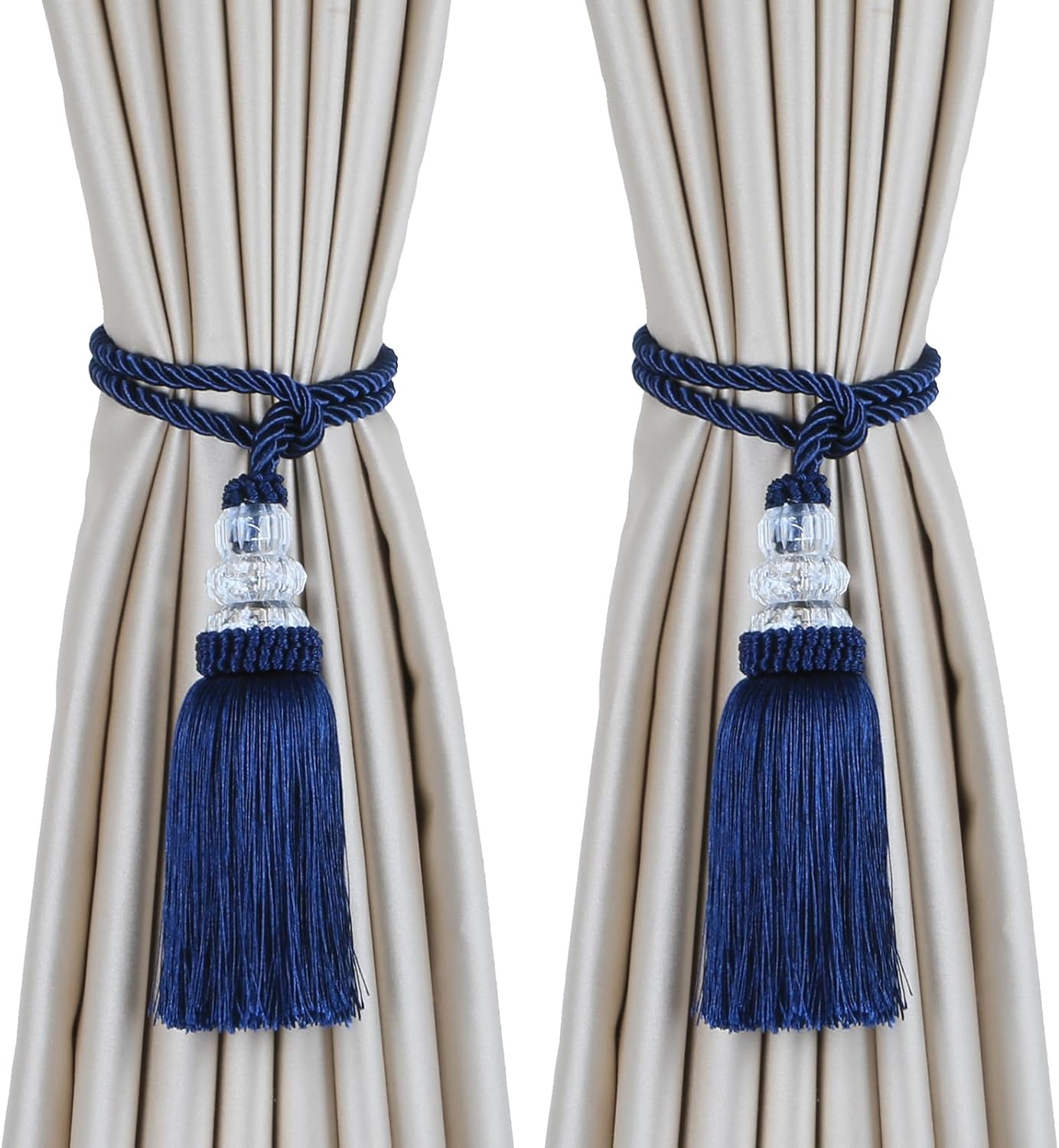 6 Pack Curtain Tiebacks with Tassel, Outdoor Elegant Decorative Curtain Holdback,Modern Rope Window Curtain Ties Backs for Draperies (6, Gold)