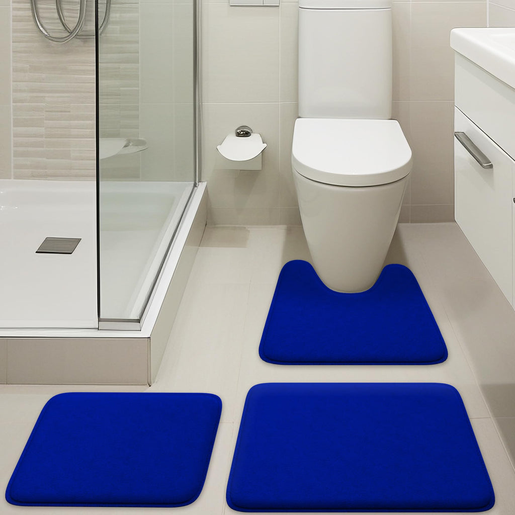 5-Piece Bathroom Rug Set - Memory Foam Bath Mats, Non-Slip, Ultra-Soft, Water Absorbent, Machine Washable Bathroom Rugs - Beige