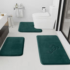 HUXMEYSON Bathroom Rugs Sets 3 Piece, Non-Slip & Quick Dry Bath Mat Set, Ultra Soft Velvet Bath Rugs for Bathroom, Toilet and Shower Floor, Grey Green