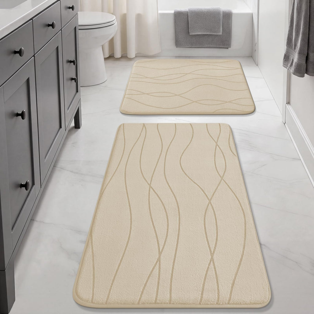 YIHOUSE Memory Foam Grey Bathroom Rug Sets 5 Piece, Ultra Absorbent Bath Mat for Bathroom - Non-Slip Machine Washable & Dry Quickly, 5 Piece Bathroom Mat Set, Dark Grey