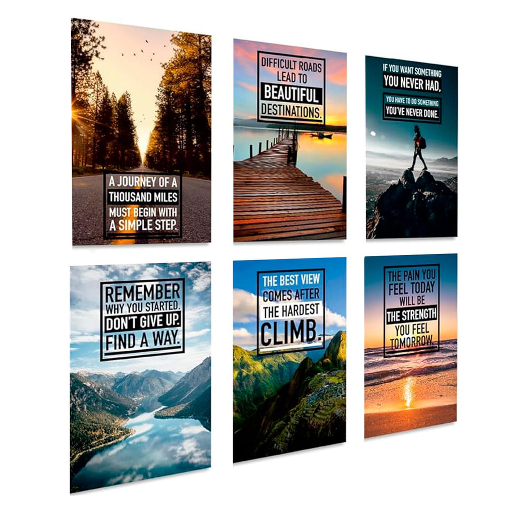 Throwbacktraits Canvas Motivational Wall Art – Set of 6 Inspirational Prints with Uplifting Phrases & Vibrant Images, Eco-Friendly & Framed, Ready to Hang for Office Wall Decor, Living Room & Bedroom Décor