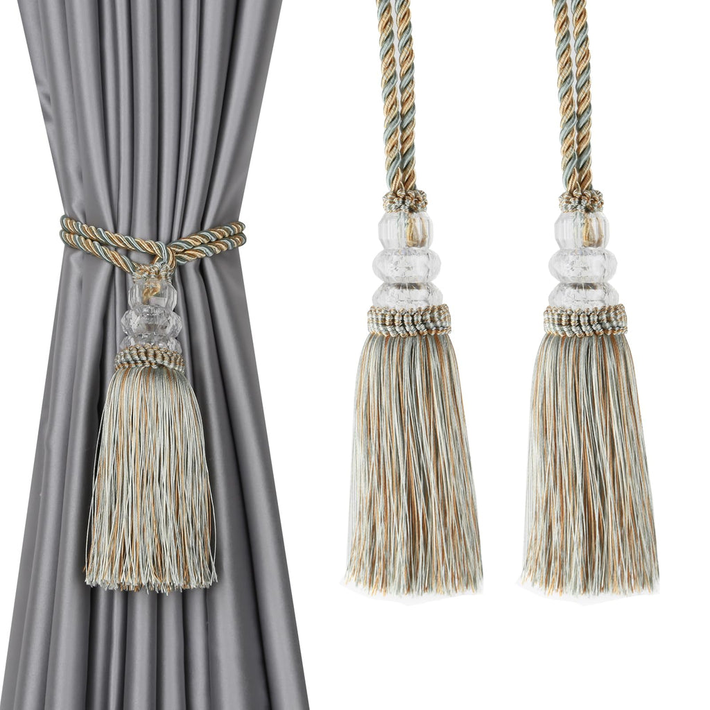 6 Pack Curtain Tiebacks with Tassel, Outdoor Elegant Decorative Curtain Holdback,Modern Rope Window Curtain Ties Backs for Draperies (6, Gold)