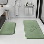 HUXMEYSON Bathroom Rugs Sets 3 Piece, Non-Slip & Quick Dry Bath Mat Set, Ultra Soft Velvet Bath Rugs for Bathroom, Toilet and Shower Floor, Grey Green