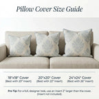 Jillien Harbor “The Naples” Floral Block Print Pillow Cover – Grey and White Blue Decorative Throw Pillow Cover – Grandmillennial Home Decor, 20" x 20"
