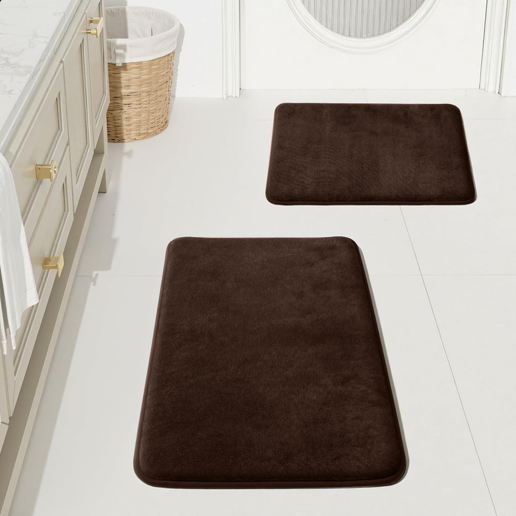 HUXMEYSON Bathroom Rugs Sets 3 Piece, Non-Slip & Quick Dry Bath Mat Set, Ultra Soft Velvet Bath Rugs for Bathroom, Toilet and Shower Floor, Grey Green