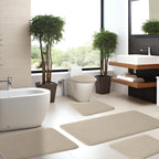5-Piece Bathroom Rug Set - Memory Foam Bath Mats, Non-Slip, Ultra-Soft, Water Absorbent, Machine Washable Bathroom Rugs - Beige