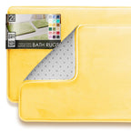 Clara Clark 3 Piece Bathroom Rugs Bath Mat Set, Velvet Memory Foam Bath Mats for Bathroom - Non-Slip, PVC Backing Bath Rugs, Washable - Dries Quickly, Grey