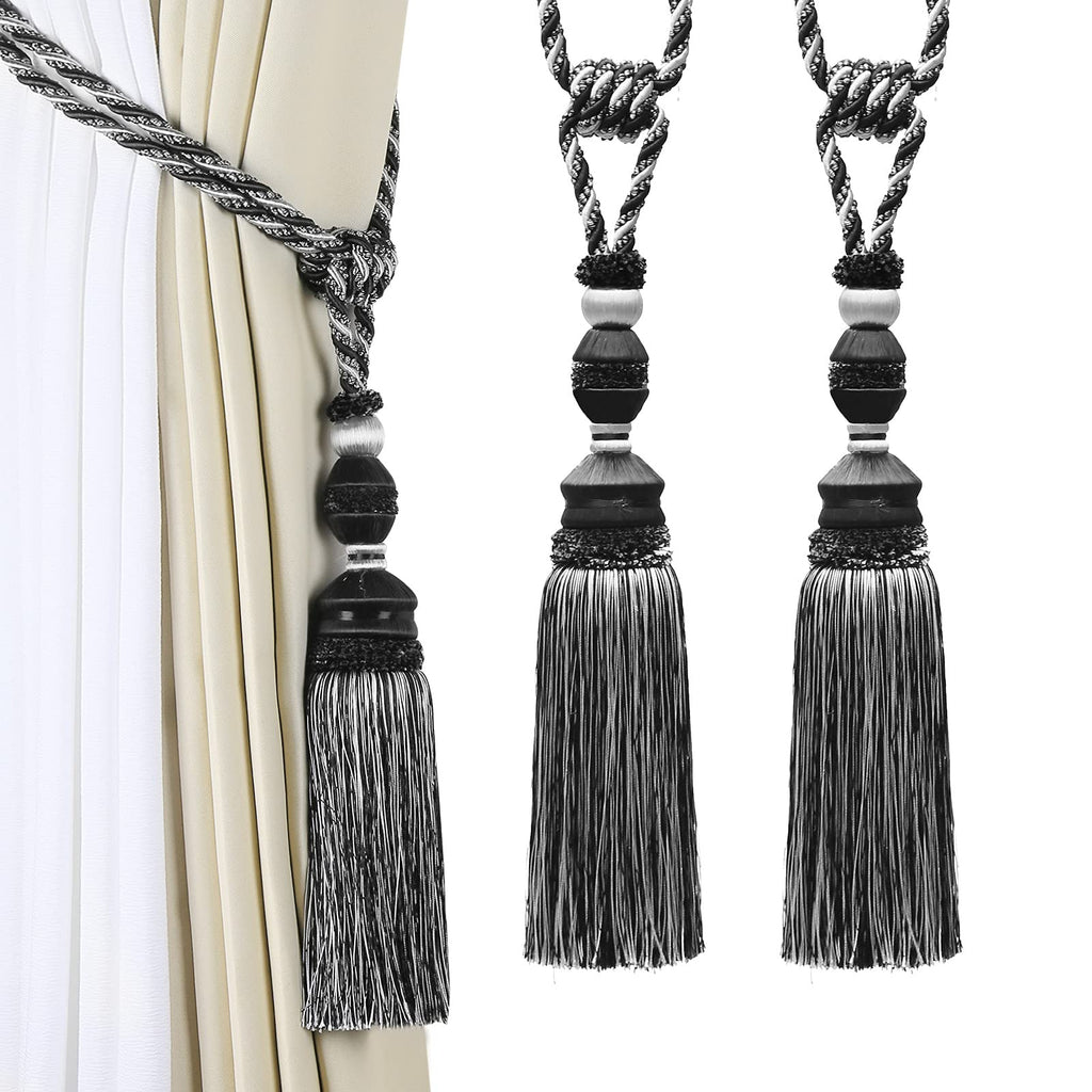 2Pcs Curtain Tiebacks Tassel Tie-Backs, Elegant Curtain Tie Backs Holdbacks for Decor-Light Coffee