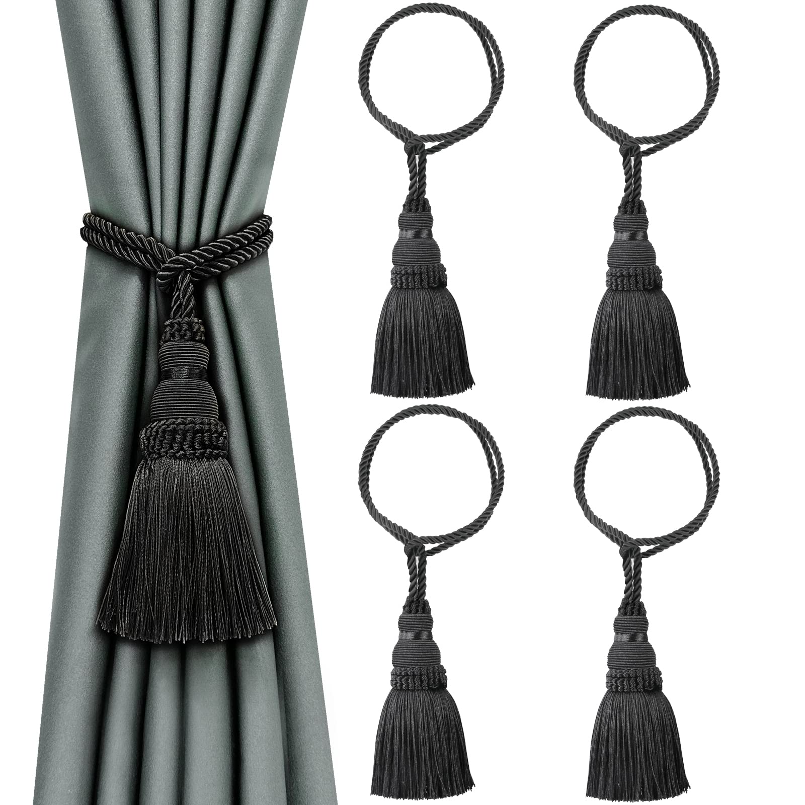 6 Pack Curtain Tie Backs Rope Tassels for Curtains Drape tiebacks Handmade Outdoor Home and Outdoor Decorative (Mix Blue, 6p)