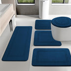 YIHOUSE Memory Foam Bath Mat Set, Bathroom Rugs Sets 3 Pieces, Non Slip Bath Mats for Bathroom, Super Soft and Water Absorbent Bath Rug Set, Machine Washable U Shape Toilet Rug,Beige