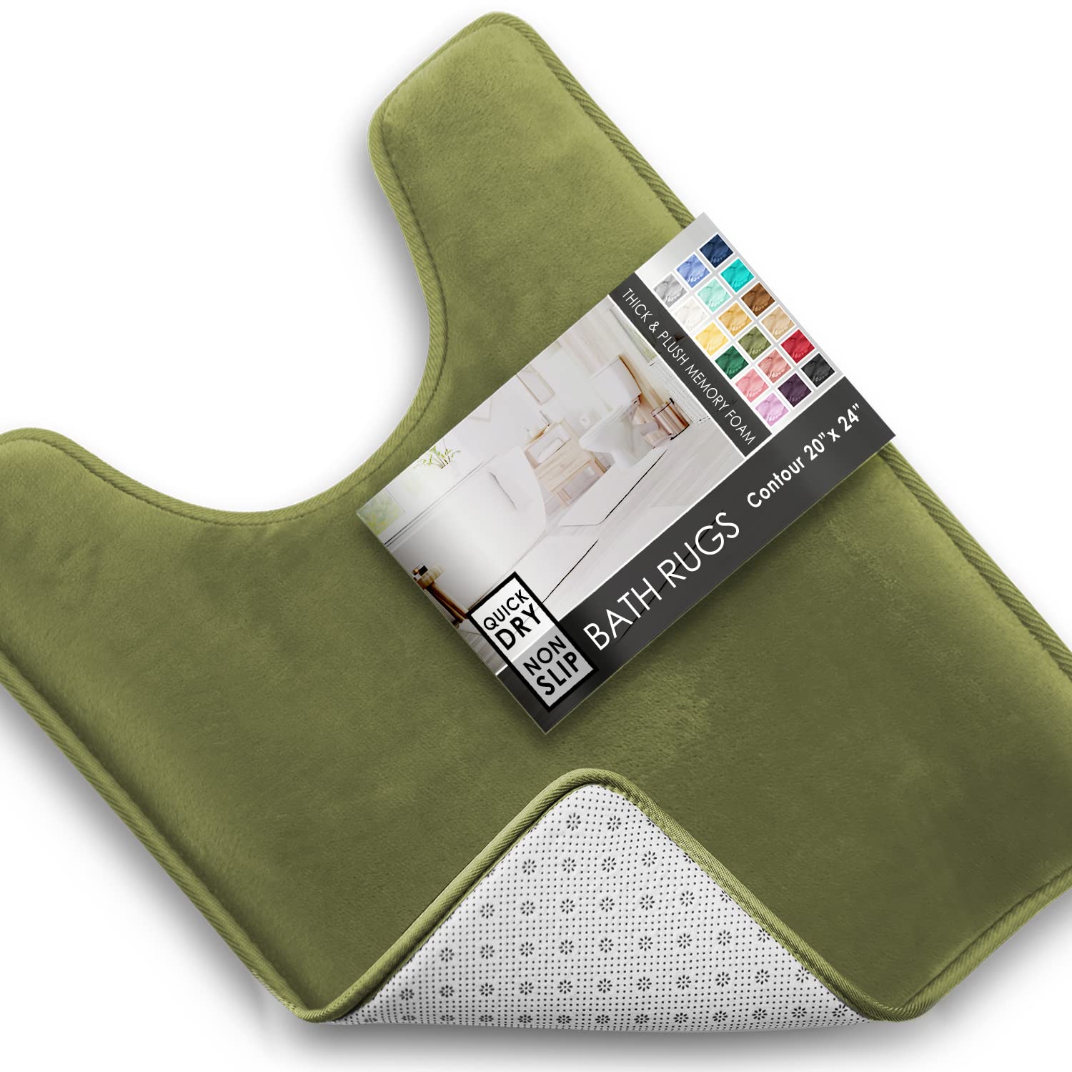 Clara Clark 3 Piece Bathroom Rugs Bath Mat Set, Velvet Memory Foam Bath Mats for Bathroom - Non-Slip, PVC Backing Bath Rugs, Washable - Dries Quickly, Grey
