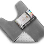 Clara Clark 3 Piece Bathroom Rugs Bath Mat Set, Velvet Memory Foam Bath Mats for Bathroom - Non-Slip, PVC Backing Bath Rugs, Washable - Dries Quickly, Grey